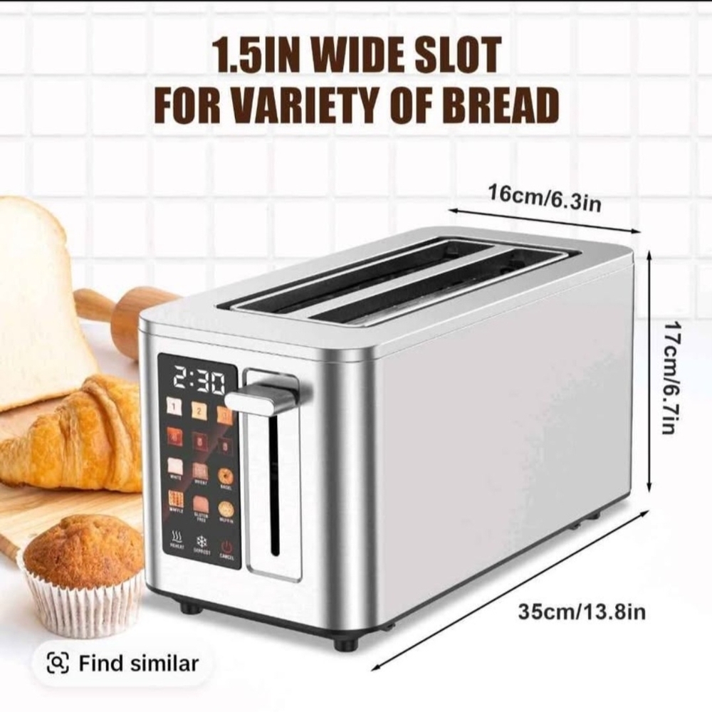 Stainless Steel Toaster with Wide Slot